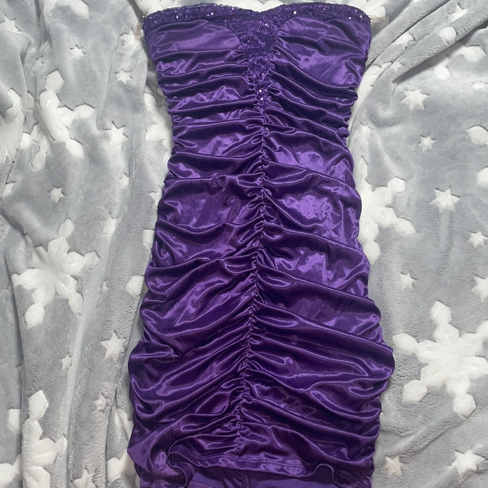 Purple y2k ruched formal dress